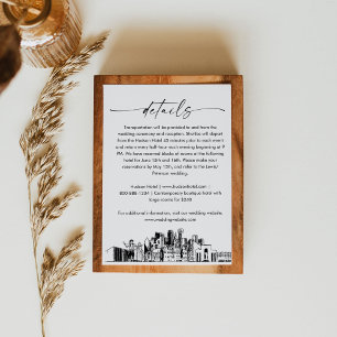 Dallas Skyline Wedding Details Card, 3.5x5 Enclosure Card