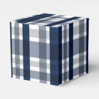 Dallas Sports Fan Navy Blue Silver Plaid Striped Favour Box