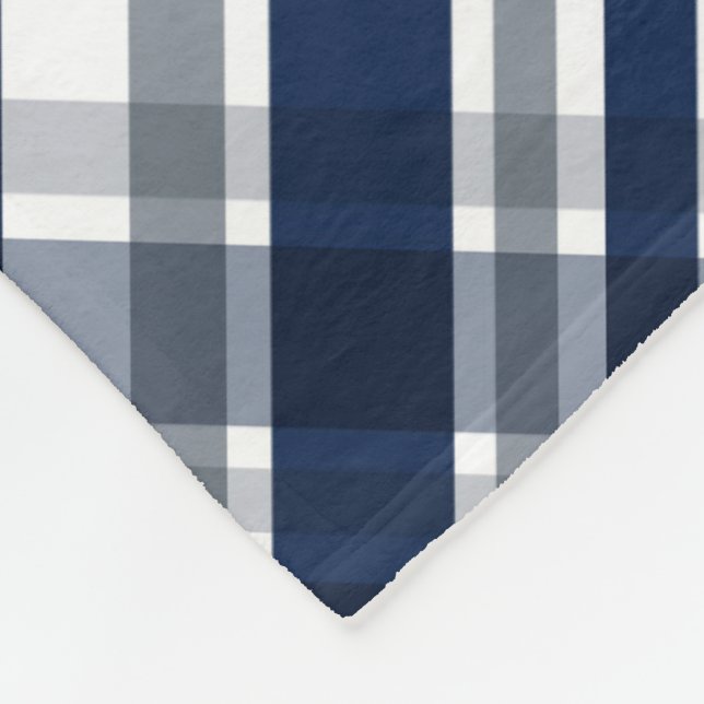 Dallas Sports Fan Navy Blue Silver Plaid Striped Fleece Blanket (Corner)