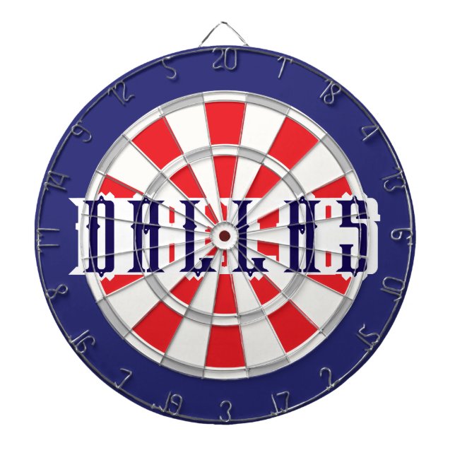 DALLAS Texan White, Silver, Red, And Navy Blue Dartboard (Front)