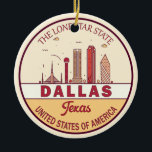 Dallas Texas City Skyline Emblem Ceramic Tree Decoration<br><div class="desc">Dallas minimalist,  colourful art design featuring monuments and landmarks of the city in Texas.</div>