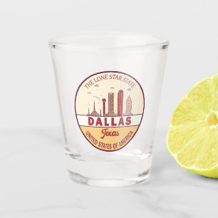 Dallas Texas City Skyline Emblem Shot Glass
