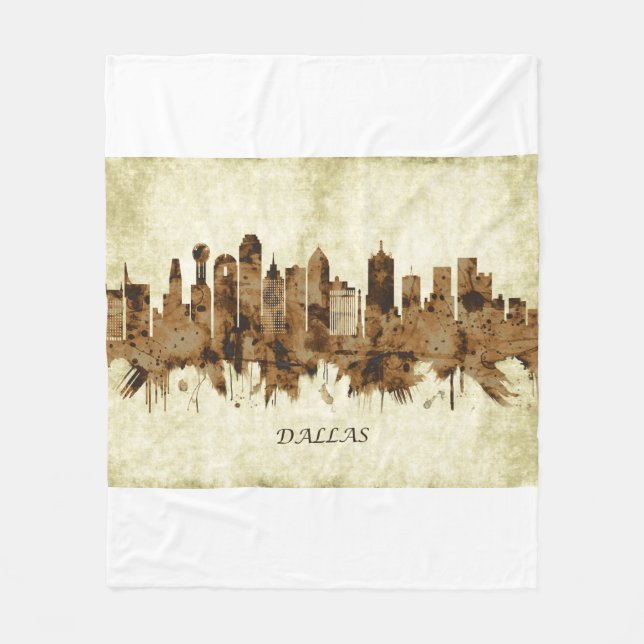 Dallas Texas Cityscape Fleece Blanket (Front)