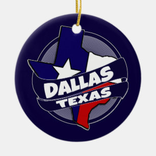 Dallas Texas flag burst holiday ornament
