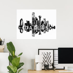 Dallas, Texas in black and white Poster