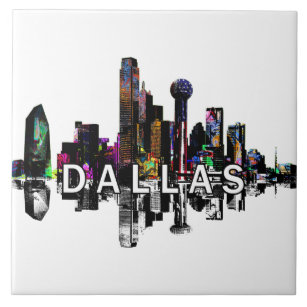 Dallas, Texas in graffiti Tile