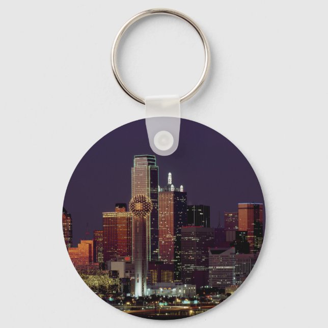 Dallas, Texas night skyline Key Ring (Front)