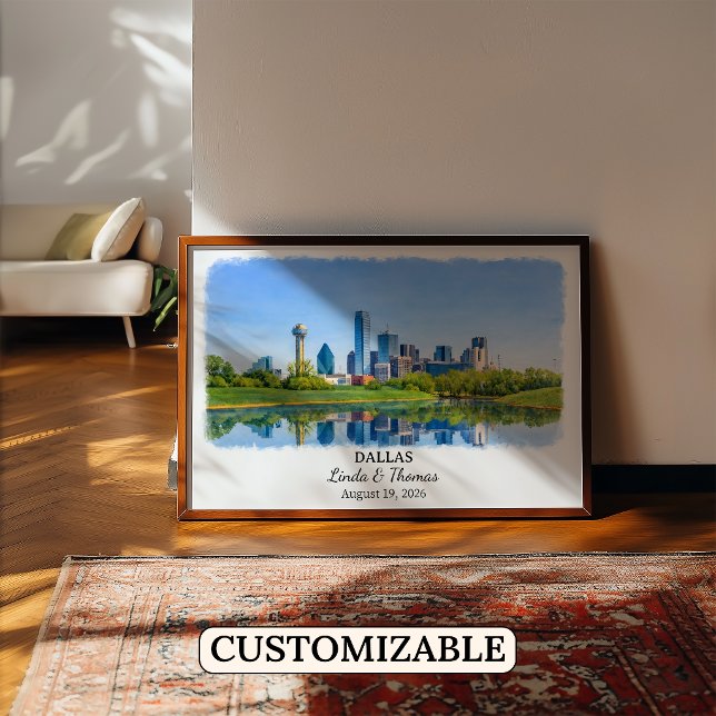 Dallas Texas Poster, Watercolor, Custom Poster (Creator Uploaded)