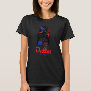 Dallas Texas Retro Messy Bun T-Shirt