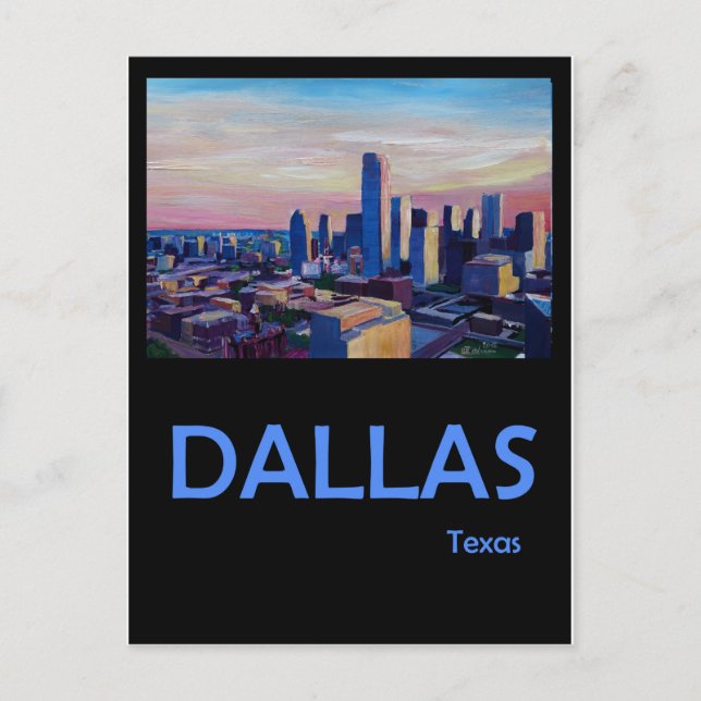 Dallas Texas Retro Travel Poster Postcard (Front)
