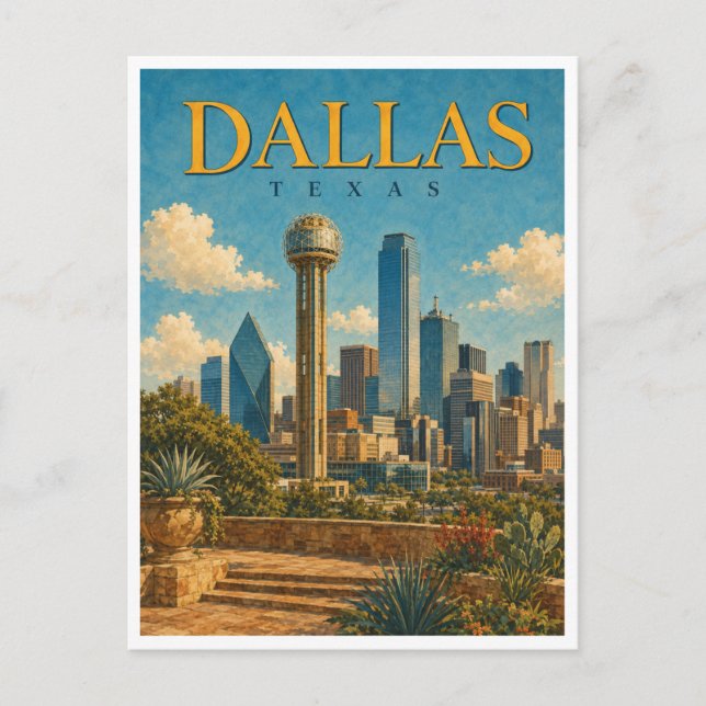 Dallas Texas Reunion Tower GeoSaga Postcard (Front)