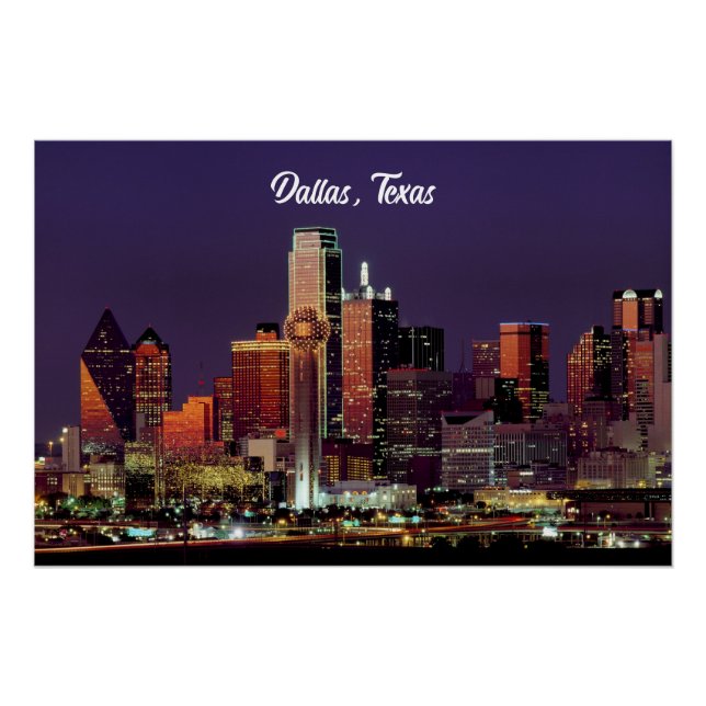 Dallas, Texas skyline at dusk Poster (Front)