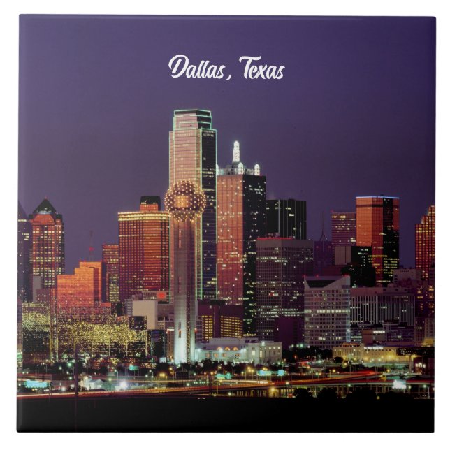 Dallas, Texas skyline at dusk Tile (Front)