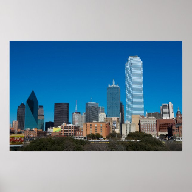 Dallas Texas skyline at sunset Poster (Front)
