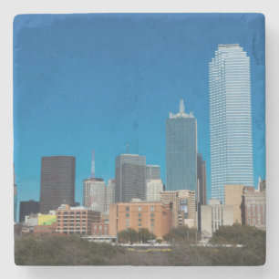 Dallas Texas skyline at sunset Stone Coaster
