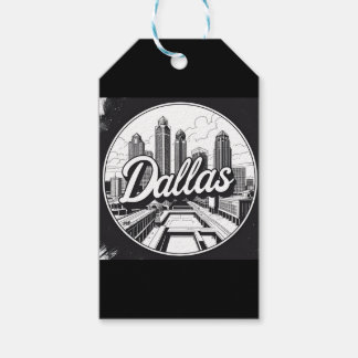 Dallas Texas Skyline Black and White Cityscape Gift Tags