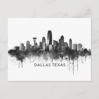Dallas Texas Skyline Black and White Cityscape Postcard