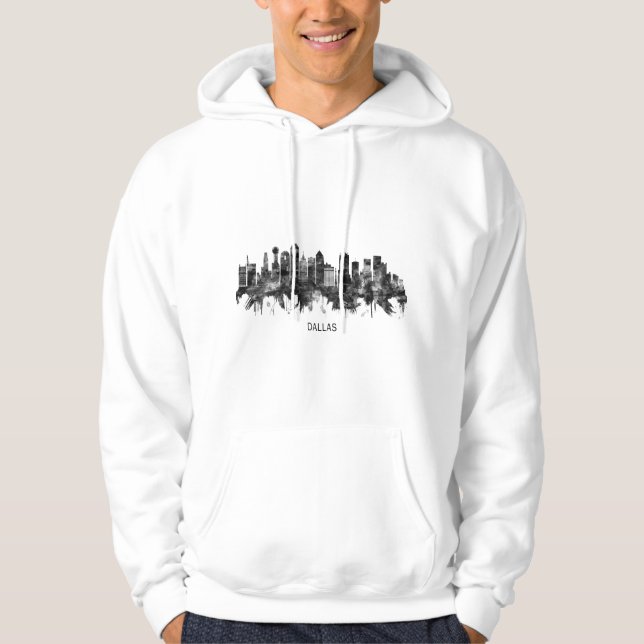 Dallas Texas Skyline BW Hoodie (Front)