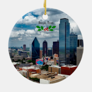 Dallas, Texas skyline Ceramic Tree Decoration