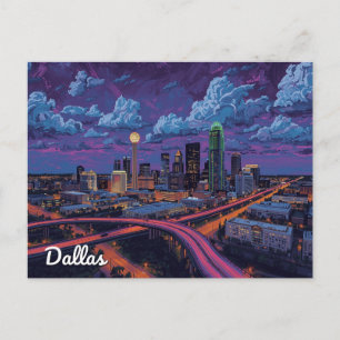 Dallas Texas Skyline City Art Postcard