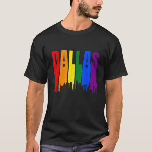 Dallas Texas Skyline LGBTQ Gay Pride Rainbow T Shi T-Shirt