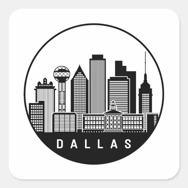 Dallas Texas Skyline Square Sticker (Front)