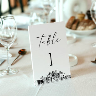 Dallas Texas Skyline Table Number 3.5x5 Card