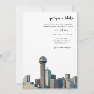  Dallas Texas Skyline Wedding Invitation