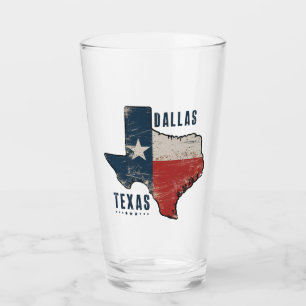 Dallas Texas State Map Flag Glass