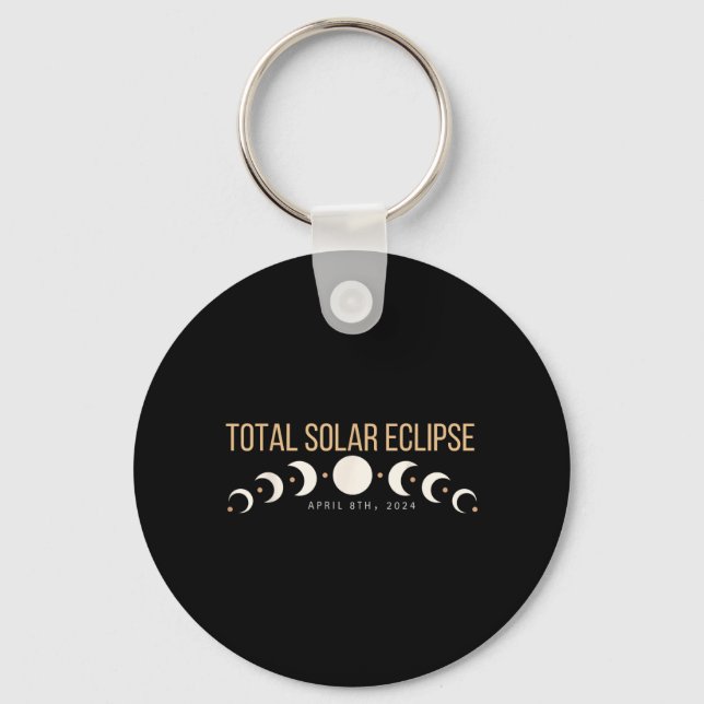 Dallas Texas Total Solar Eclipse 2024 April 8 Key Ring (Front)