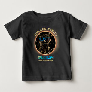 Dallas Texas Total Solar Eclipse 2024 Cat Lovers Baby T-Shirt