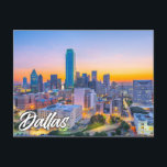 Dallas, Texas, USA Postcard<br><div class="desc">This scenic postcard features a photograph overlooking the city of Dallas,  Texas. This postcard would make a wonderful greeting for friends,  family and co-workers.</div>