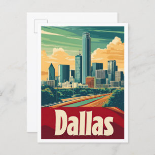 Dallas Texas USA Vintage Travel Illustration Postcard