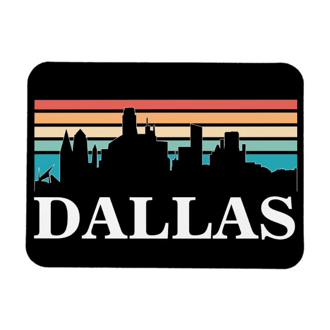 Dallas Texas Vintage Sunset Cityscape Magnet (Horizontal)
