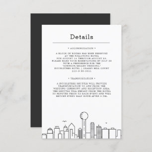 Dallas, Texas Wedding   Guest Details Invitation