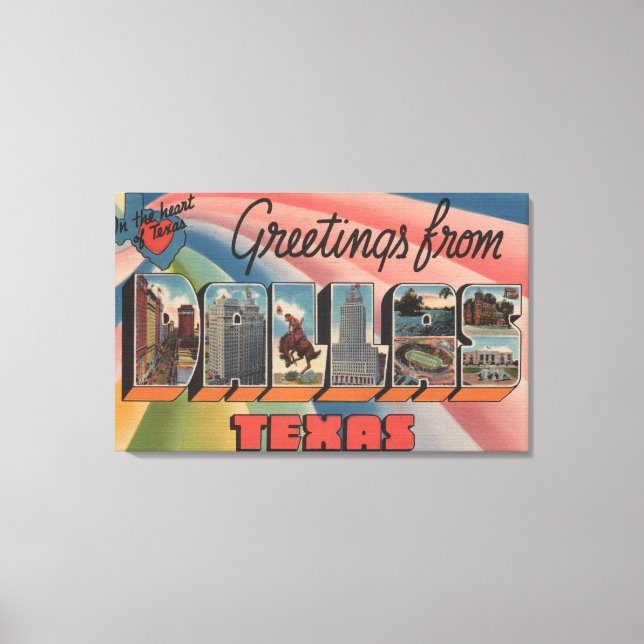 Dallas, TexasLarge Letter ScenesDallas, TX Canvas Print (Front)