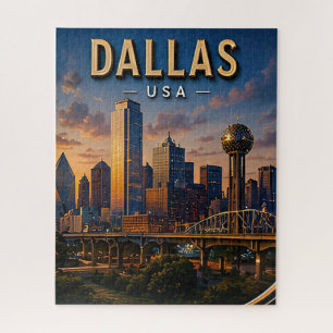 Dallas Travel Skyline and Reunion Tower Jigsaw Puzzle