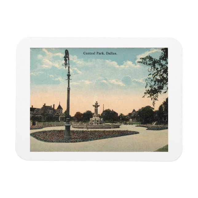 Dallas TX, Central Park, 1910s Vintage Inspired Magnet (Horizontal)