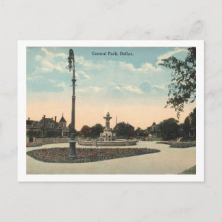 Dallas TX, Central Park, 1910s Vintage Inspired Postcard