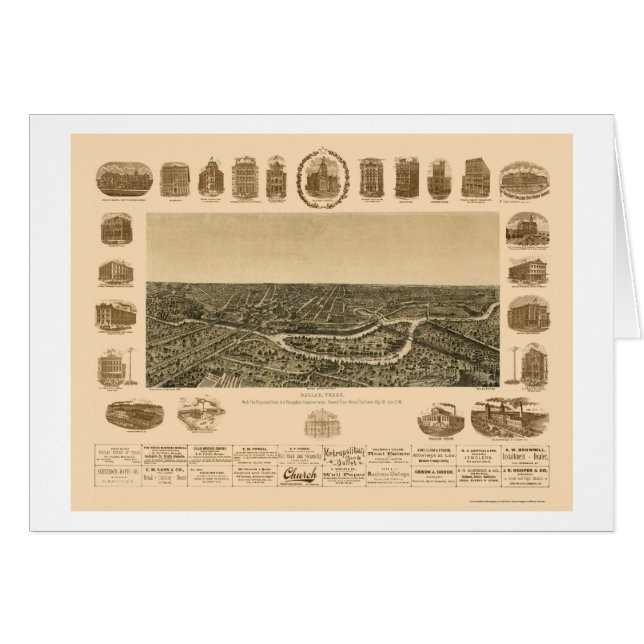Dallas, TX Panoramic Map - 1892 (Front Horizontal)