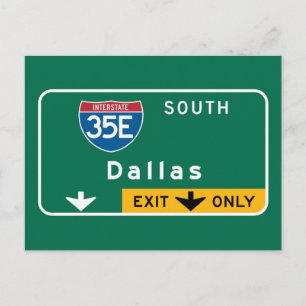 Dallas, TX Road Sign Postcard
