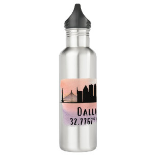Dallas TX Skyline Latitude and Longitude 710 Ml Water Bottle