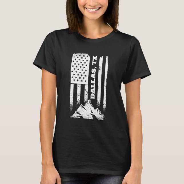 Dallas Tx Texas American Patriotic Distressed July T-Shirt (Front)