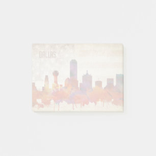 Dallas, TX   Watercolor City Skyline Post-it Notes