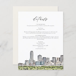 DALLAS Watercolor Skyline Wedding Details Card