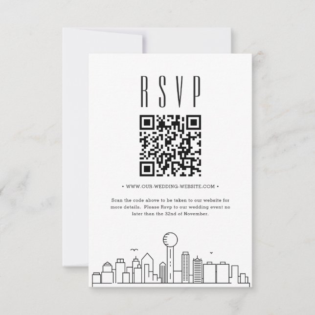 Dallas Wedding QR code RSVP Invitation (Front)