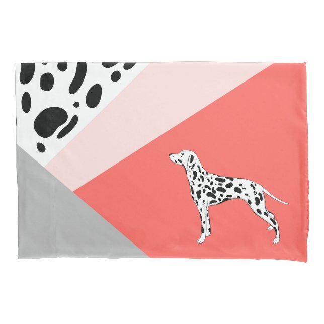 Dalmatian Abstract Block Print - Coral Pink Pillowcase (Front)