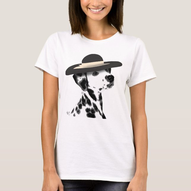 Dalmatian and Brimmed Black Hat T-Shirt (Front)