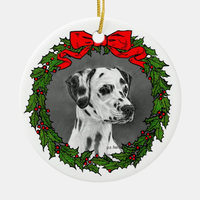 Dalmatian Art by Glenda S. Harlan Ceramic Tree Decoration (Front)