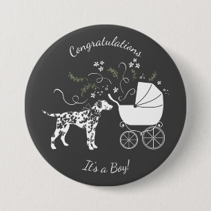 Dalmatian Baby Shower Dog Silhouette 7.5 Cm Round Badge